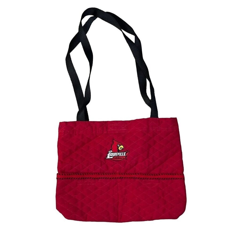 U of L Louisville Cardinals Quilted Tote Bag Red Black Shoulder Strap